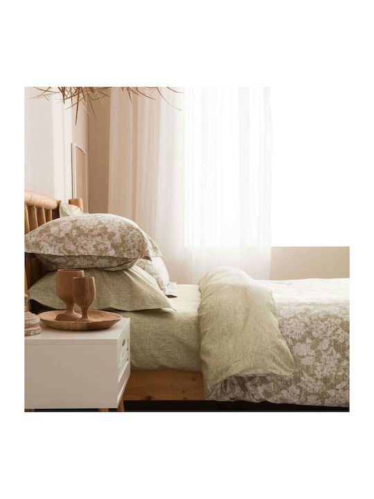 Vesta Home Bettbezug-Set Baumwollsatin King Size mit 2 Kissenbezügen 260x240 Sanel 1 Khaki / Olive