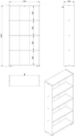 Bibliotecă Tomar Stejar 70x24.5x142 cm