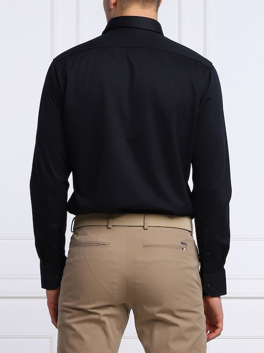Long-sleeved Cotton Shirt Navy Blue
