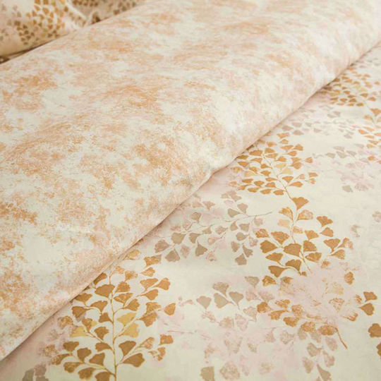 Vesta Home Duvet Cover Set Cotton Satin Single with Pillowcase 170x240 Lydia 2 Brown / Beige