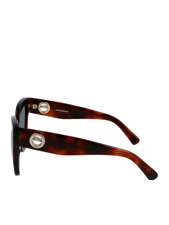 Longchamp Women's Sunglasses with Brown Tartaruga Plastic Frame and Gray Gradient Lens LO717S 230