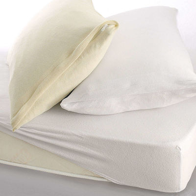 Rythmos Single Terry Mattress Cover Set with Pillowcase Fitted White 100x200+25cm