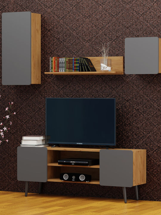 Wohnzimmer TV-Einheit Arktos2 Walnut - Grey L130xB30cm