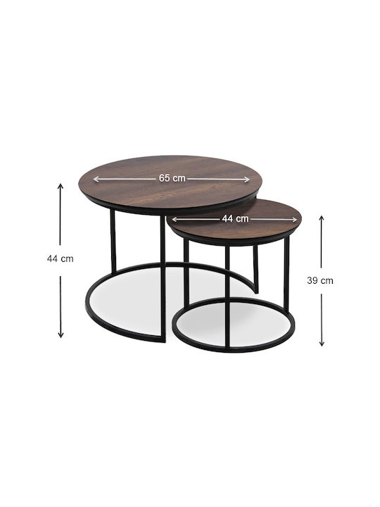 Megapap Rundes Zigon Set Gary Holz Nussbaum 2 Stück M65xT65xH44cm