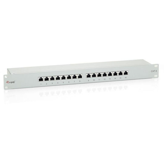 Equip Patch Panel Shielded για Rack 1U 19" 16 Θυρών cat6 Γκρι