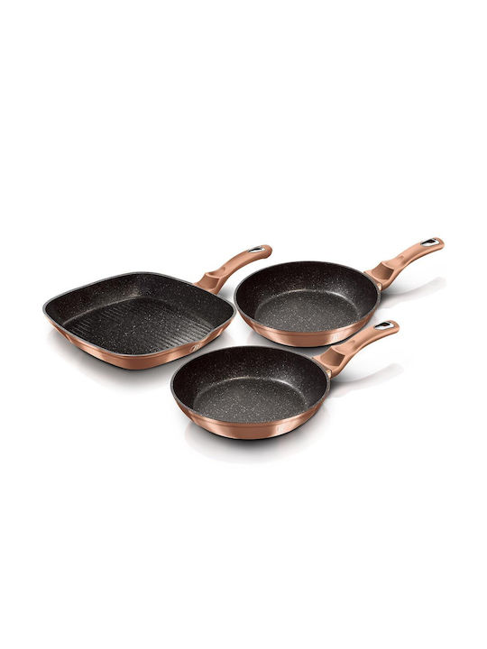 Berlinger Haus Metallic Line Pans Set of Aluminum with Non-stick Coating Rose Gold Collection 3pcs