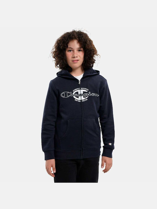 Champion Boys Athleisure Hooded Sweatshirt with Zipper Navy Blue