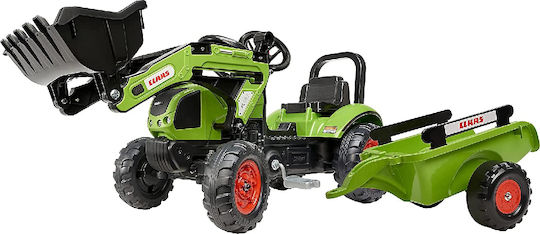 Παιδική Μπουλντόζα Claas Backhoe Ποδοκίνητη με Καρότσα & Πετάλι Πράσινη