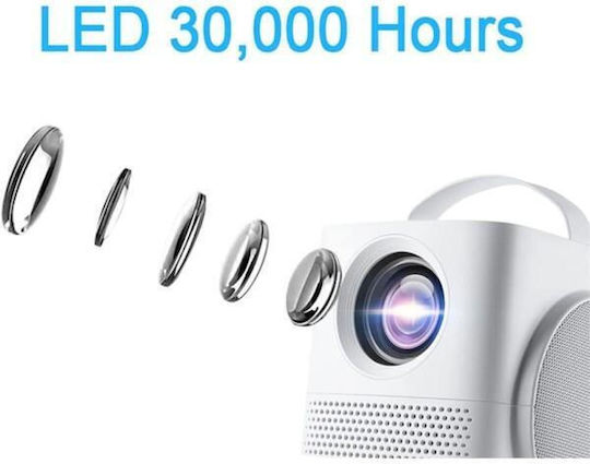 Andowl Q-HD998 Mini Projektor DLP LED-Lampe mit Eingebauten Lautsprechern Weiß