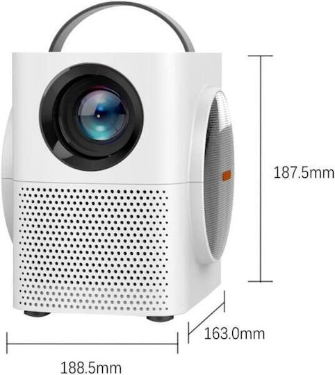 Andowl Q-HD998 Mini Projektor DLP LED-Lampe mit Eingebauten Lautsprechern Weiß