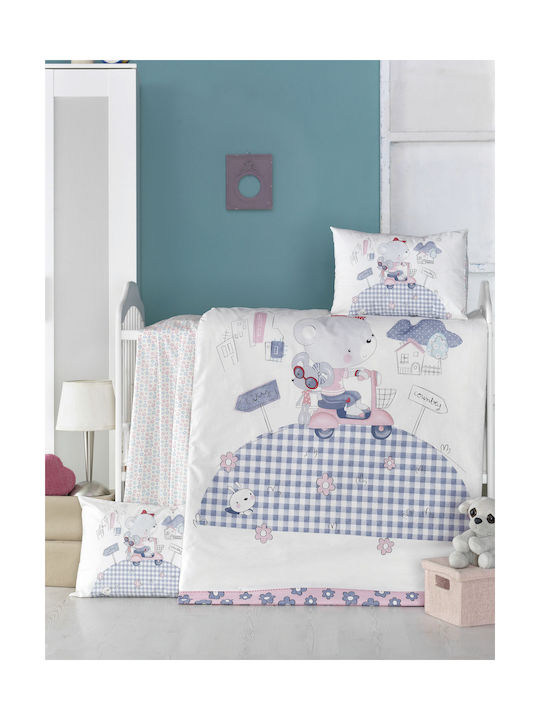 Rythmos Set Copertă de Pătuț cu Față de Pernă Trip Albă 100x150cm.