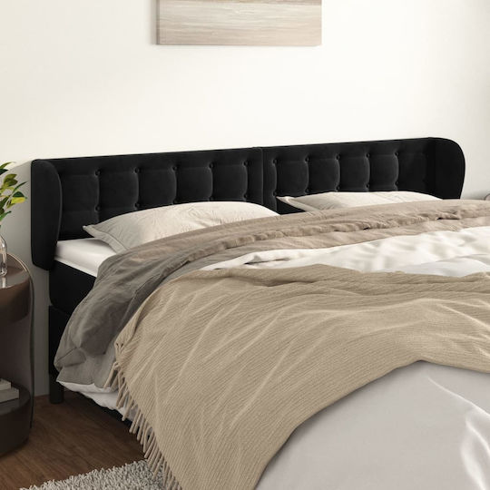 vidaXL Fabric Bed Headboard Black 163x88cm