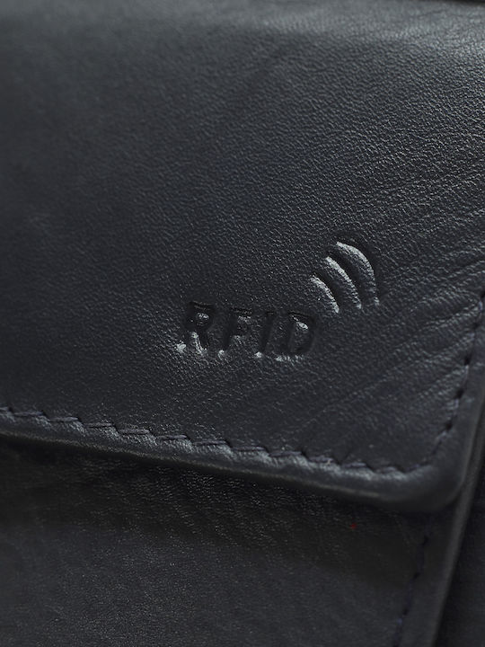 Leather Men's Wallet With RFID Blue