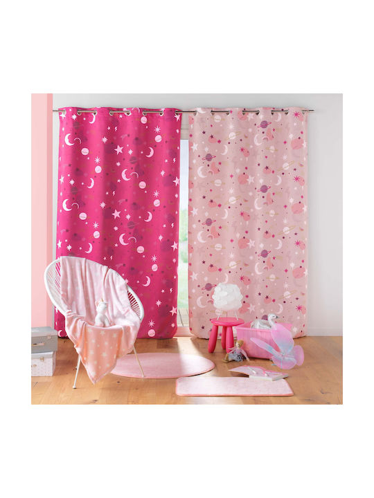 Douceur d'Intérieur Kids Grommet Top Blackout Curtain Moonlight Fuchsia 140x260cm