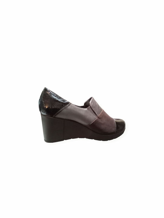 Boxer Women's Leather Platform Shoes Burgundy