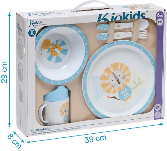 Kiokids Set Essgeschirr Lion aus Melamin Blau 5Stück