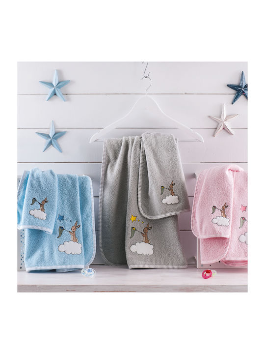 Rythmos Σετ Βρεφικές Πετσέτες 2τμχ Dream Time Grey Βάρους 500gr/m²