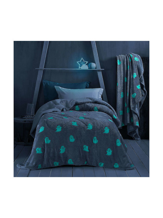 Rythmos Κουβέρτα Fleece Spooggi Φωσφορίζουσα Γκρι 160x220εκ.