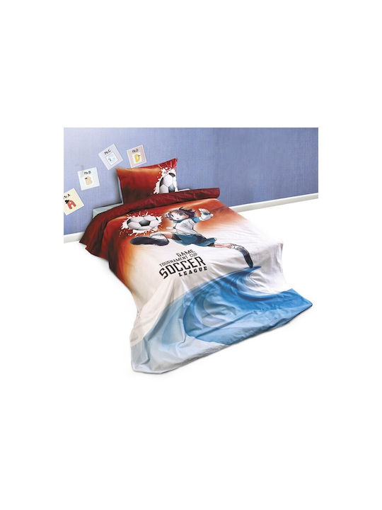 SB Home Soccer Set Kids Duvet Cover Single with Pillowcase Cotton Blue 160x240cm