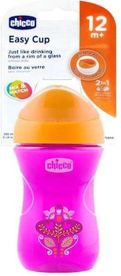 Chicco Advanced Cup Easy Drinking Εκπαιδευτικό Μπιμπερό Πλαστικό Ροζ/Πορτοκαλί για 12m+ 266ml