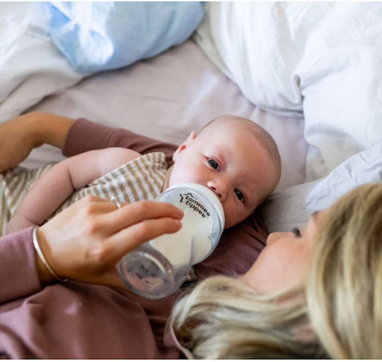 Tommee Tippee Baby Bottle Closer To Nature Anti-Colic with Silicone Nipple for 0+, 0+ m, months Blue Panda - Blue 250ml