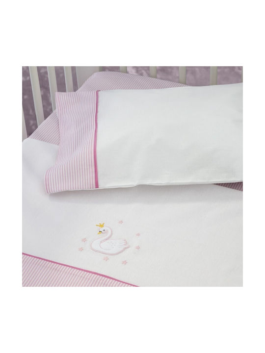 Kocoon Baby Swan Baby Sheets Set Crib Cotton Fitted Pink 70x140cm 3pcs 31349