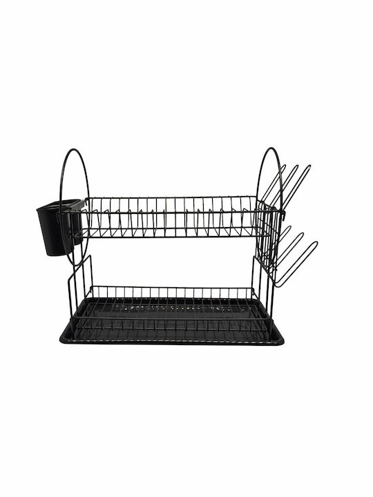 Ankor Dish Drainer Double Tier Metallic in Black Color 50x24x34cm