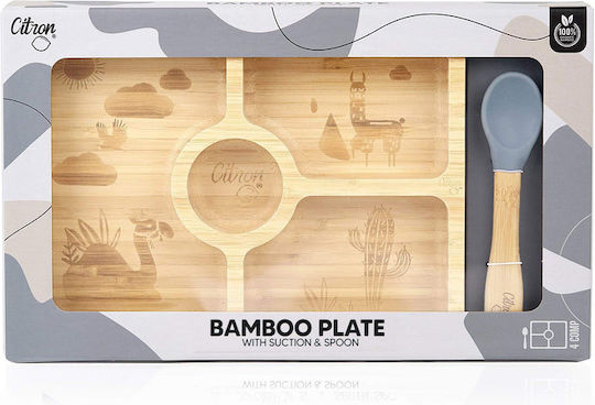 Citron Feeding Set made of Bamboo with Non-Slip Base Yellow 2pcs for 4+ months