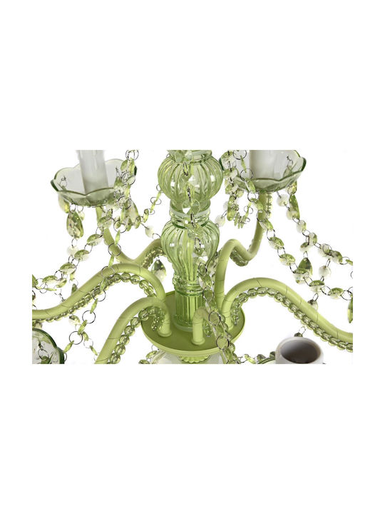 DKD Home Decor Chandelier with Crystals 6xE14 Green 51cm S3040201