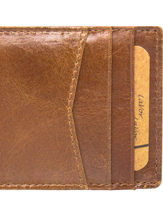 Leather Men's Wallet Cards with RFID Cognac
