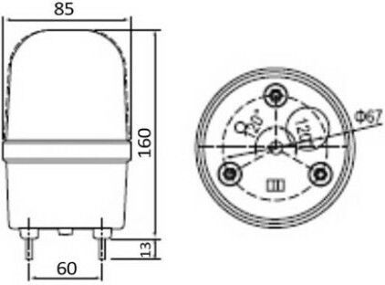 Cntd C-1101 Far de Sistem de Alarmă cu Galben LED Lumină 24V 8.5x16cm