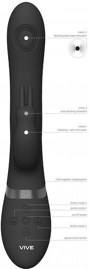Vive Rini Δονητής Rabbit 22.3cm Black