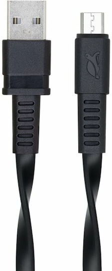Rivacase Flat USB 2.0 to micro USB Cable Μαύρο 1.2m (6000)