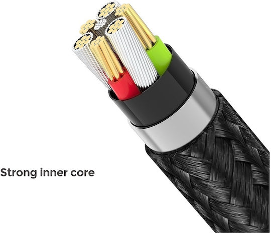 Devia Gracious Series 3 in 1 Regular USB to Lightning / Type-C / micro USB Cable 3A Μαύρο 1.2m 337086