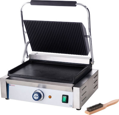 Hendi Pannini Commercial Sandwich Maker with Ribbed Top and Flat Bottom 2200W