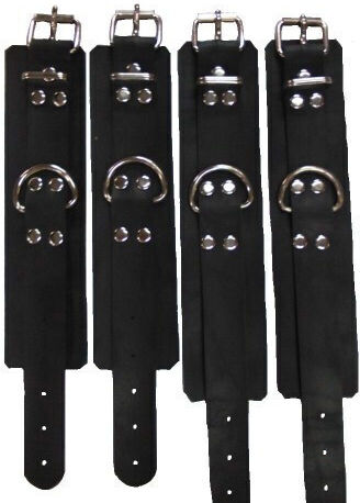 Set pentru Legare Gât & Membre Holster din piele cu cătușe și lanțuri