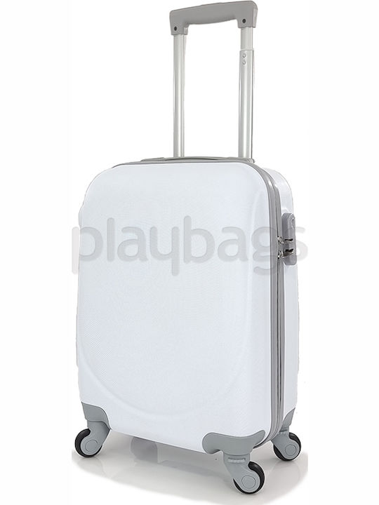 Playbags Hard White Cabin Suitcase With 4 Wheels Height 52cm