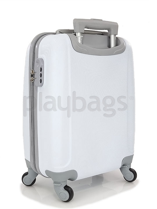 Playbags Hard White Cabin Suitcase With 4 Wheels Height 52cm