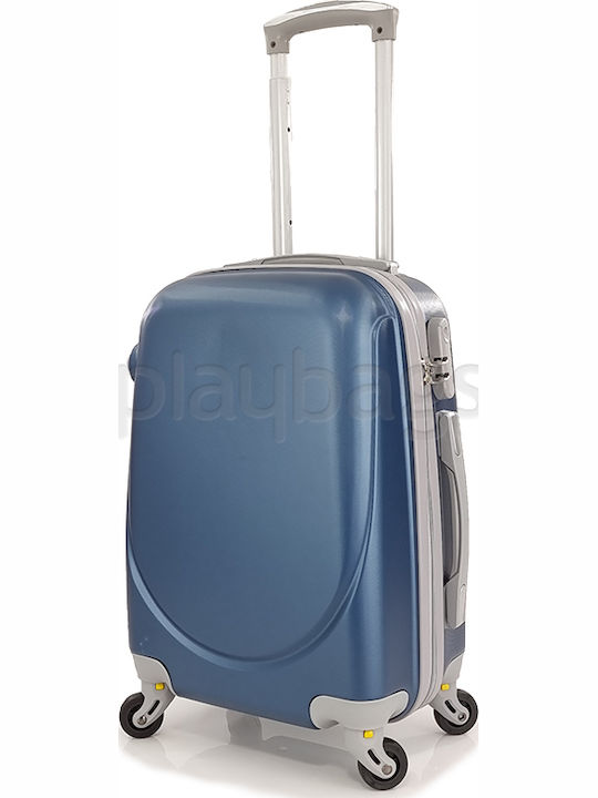 Playbags Cabin Hard Blue Suitcase With 4 Wheels Height 52cm