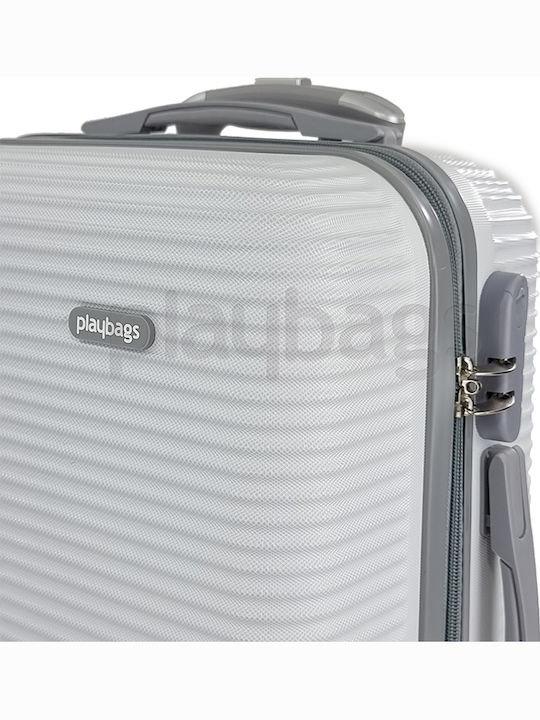 Playbags Cabin Hard White Suitcase With 4 Wheels Height 55cm