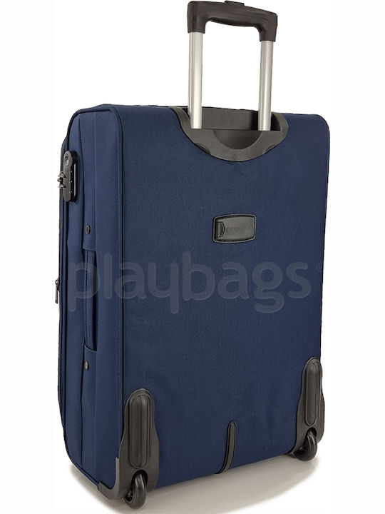 Diplomat Medium The Vienna Collection Medium Fabric Blue Suitcase With 2 Wheels Height 61cm
