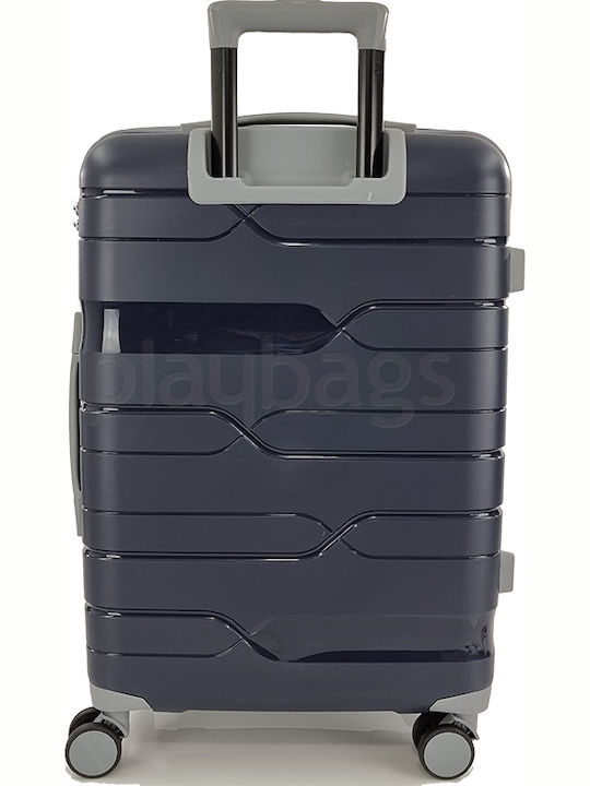 Playbags Βαλίτσες Ταξιδιού Σκληρές Navy Μπλε Μέγιστου Ύψους 65εκ. με 4 Ρόδες Σετ 2τμχ