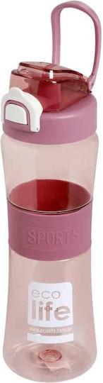 Ecolife Kids Water Bottle Plastic with Straw Pink 650ml