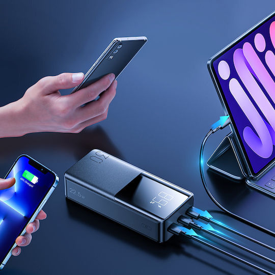 Joyroom JR-T015 Power Bank 30000mAh 15W με 2 Θύρες USB-A και Θύρα USB-C Μαύρο