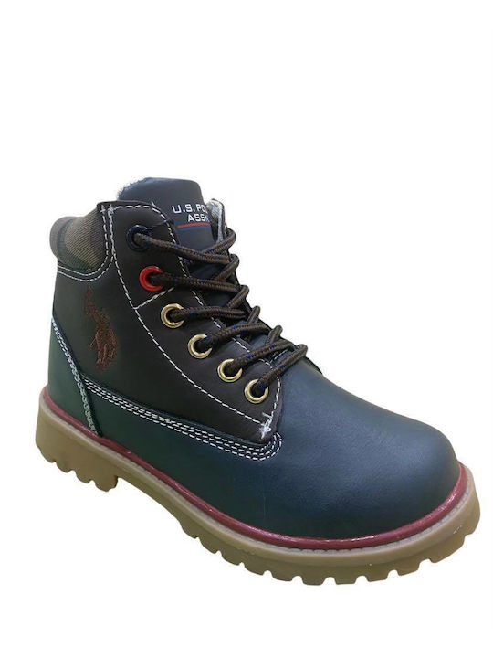 U.S. Polo Assn. Kids Leather Boots with Zipper Blue