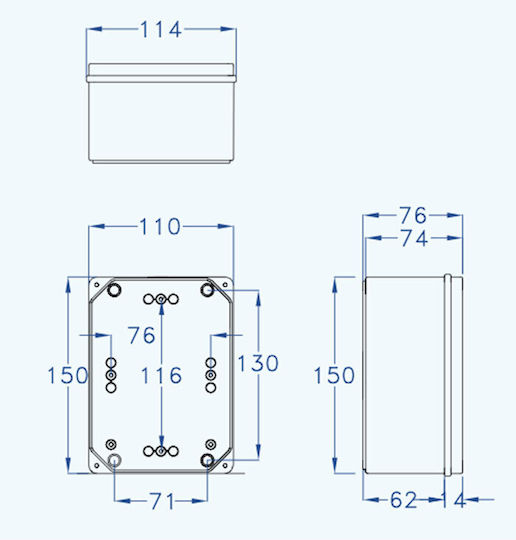 Aca Surface-Mounted Electrical Box Branching Watertight IP65 in Gray Color GR17008