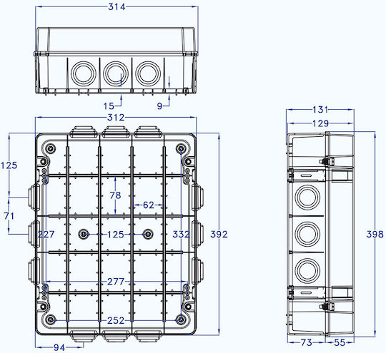 Aca Cutie electrică pentru montaj exterior Ramificare IP54 în culoarea Gri