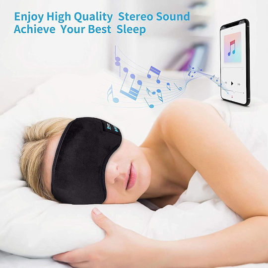 Travel Music Eye Cover Μάσκα Ύπνου Πολυεστερική με Bluetooth Ακουστικά Μαύρη