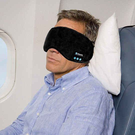 Travel Music Eye Cover Μάσκα Ύπνου Πολυεστερική με Bluetooth Ακουστικά Καφέ