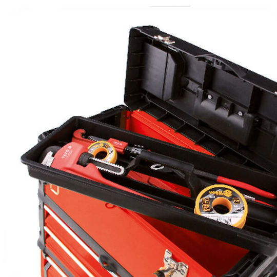 Yato Wheeled Metallic Tool Carrier 2 Slot with Toolbox and Cabinet W52xD32xH72cm